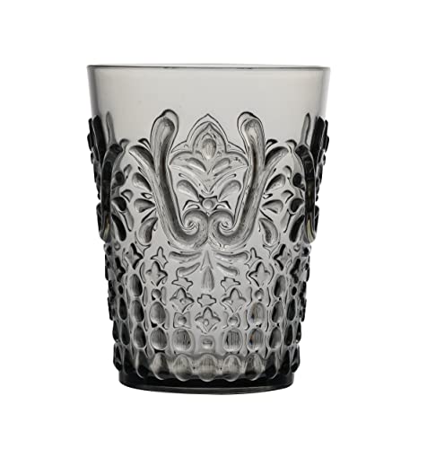 Klifa- Blois- 15.2 Ounce, Set Of 6, Acrylic Tumbler Drinking Glasses, Bpa-Free, Stackable Plastic Drinkware, Dishwasher Safe Cups, Gray Black #TOP4