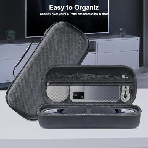 Image of Careflection Travel Carrying Case Compatible with PlayStation Portal,Built-in Larger Storage and Screen Protector,Shockproof Anti-Scratch Dual-Layer Oxford Protective Portable Case,Black | Built-in Larger Storage, Screen Protector Included, Shockproof Anti-Scratch, Dual-Layer Oxford, Protective Portable