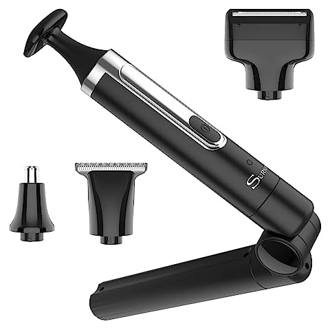 SURKER Body Trimmer Mens Electric Back Shaver Body Grooming kit Facial,Arm,Chin Beard Trimmer Cordless Hair Clipper with Adjustable Extension Handel Waterproof Cover