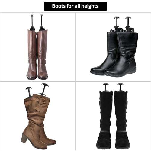 QWORK® 4 Stück Stiefelspanner, 31cm Stiefelformer mit Griff, Stiefelformer Schwarz