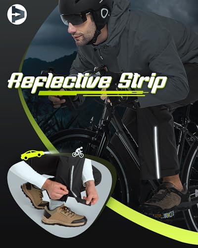 Outdoor Ventures Herren Regenhose Fahrrad Wasserdicht Atmungsaktiv Überziehhose Winddicht Outdoorhose Wanderhose Winddicht Leichte Trekkinghose Packbar Schwarz M/32 Schrittlänge