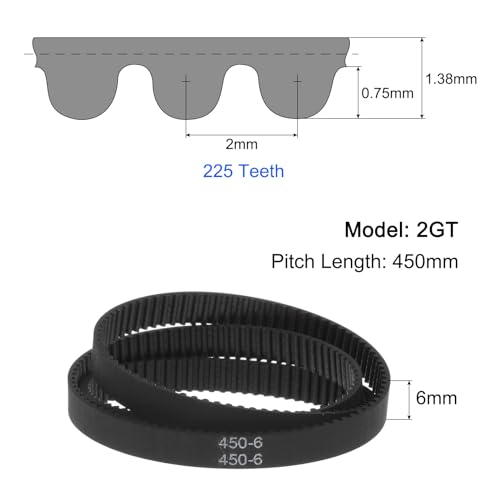 Correa 2GT 450-2GT-6 para sustitución de bandas desgastadas en impresoras 3D, 6 mm de ancho 2