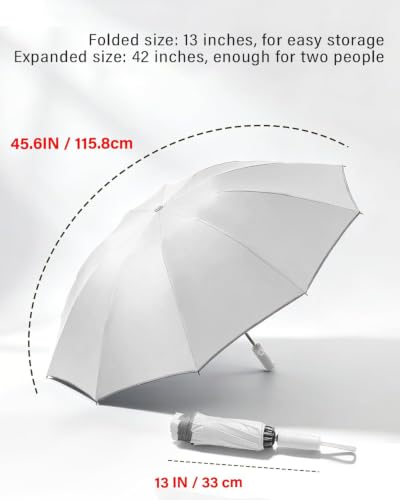 Image of Contacts Compact Folding Umbrella - Windproof Travel Umbrella with Automatic Open /Close, Waterproof, UV Protection, Portable Umbrella for Men, Women & Kids