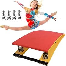 Gymnastics Springboard Vaulting Horse, Hardwood Gymnastics Springboard, Youth Gymnastics Springboard with 4 Springs for Practice Dismount Landing Obstacle CourseRed,Children