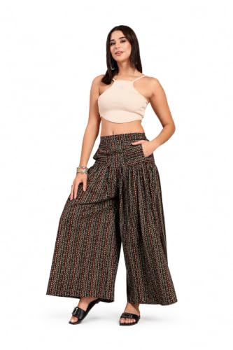 Image of COTLAND Fashions Jaipuri Cotton Printed Flared Palazzo Pants for Women