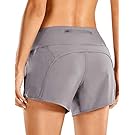 CRZ YOGA Women's Quick-Dry Athletic Sports Running Workout Shorts with Zip Pocket - 4 Inches