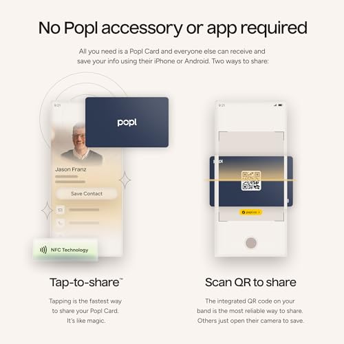 Image of Authentic Patented Popl Card (Avoid Fake Knockoffs) - Smart NFC Networking Card - Simply Tap to Exchange Contact Info, Capture Leads, & Manage Contacts (Navy Blue)