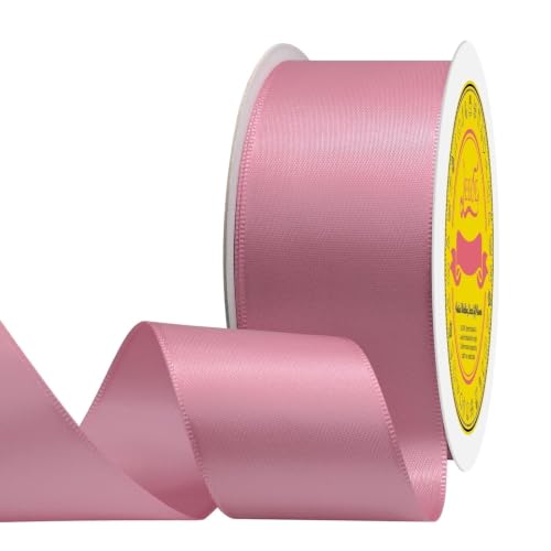 Image of Double Face Rose Mauve Satin Ribbon 1-1 /2 inch X 25 Yards Polyester Rose Mauve Ribbon for Gift Wrapping Very Suitable for Weddings Party Hair Bow Invitation Decorations and More