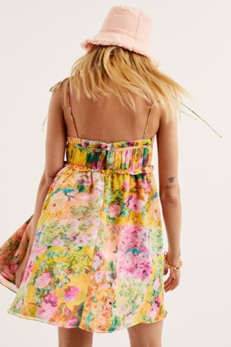 Boho Floral Mini Dress Women Flowy Babydoll Short Dress Teen Girls Cute Y2k Yellow Flower Summer Dresses2