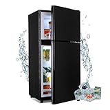 Zyerch Mini Fridge with Freezer, 3.2 Cu. Ft. Apartment Size Refrigerator with Freezer, Dorm Fridges with Freezer Adjustable Thermostat, Small Refrigerator for Apartment, Office, Kitchen, Dorm, Black