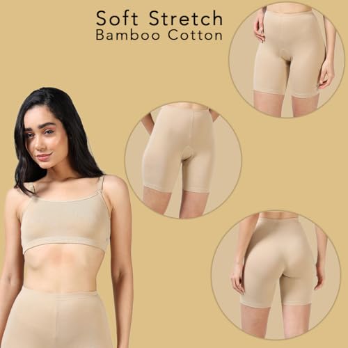 Image of Lavos Women Under Dress Sports Cycling Shorts, Bamboo Cotton Activewear Yoga Gym Workout Anti-Bacterial Uniform, Elastic Mid Waist Shorties Tights for Womens and Young Ladies