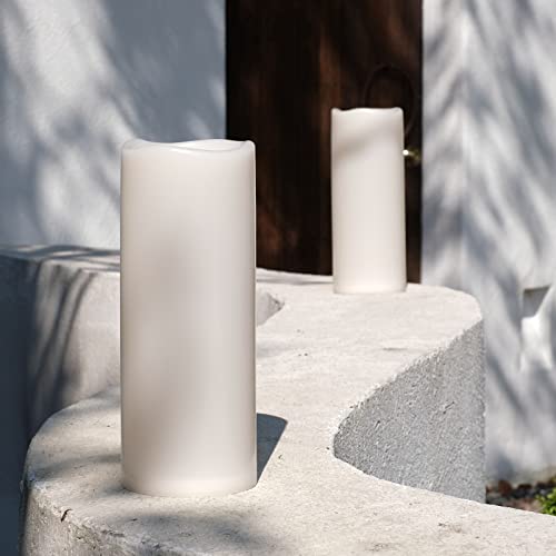 Image of NONNO&ZGF 4X10'' Large Outdoor IP44 Warm White LED Rainproof Waterproof Candles, Huge Flameless Battery LED Pillar Candle with Remote and Timer, Resin, No Melt, 2 Pack