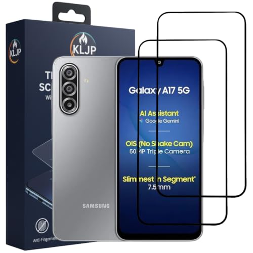 Image of Premium Tempered Glass Screen Protector Compatible for Samsung Galaxy A17 5G Black (Pack of 2) with Edge-to-Edge Coverage and Easy Installation kit