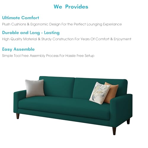 Image of Kathleen 3 Seater Sofa Set for Living Room - Foldable Convertible Couch Furniture for Home, Office or Guest Use, Modern Designer Stylish Comfortable (Pine)