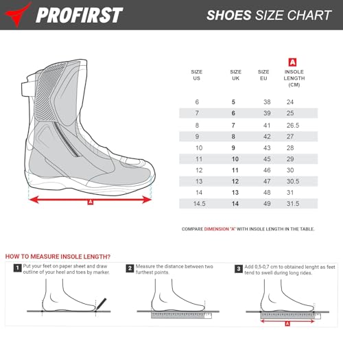 PROFIRST Motorbike Leather Boots Motorcycle Waterproof Motorbike Shoes Armored Boot Protection Anti Slip Racing Sports (Black, US Footwear Size System, Adult, Men, Numeric, Medium, 11)