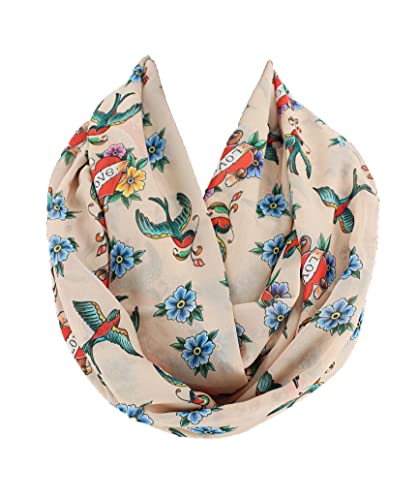 Etwoa's Classic Tatto Infinity Scarf Circle Scarf Loop Scarf