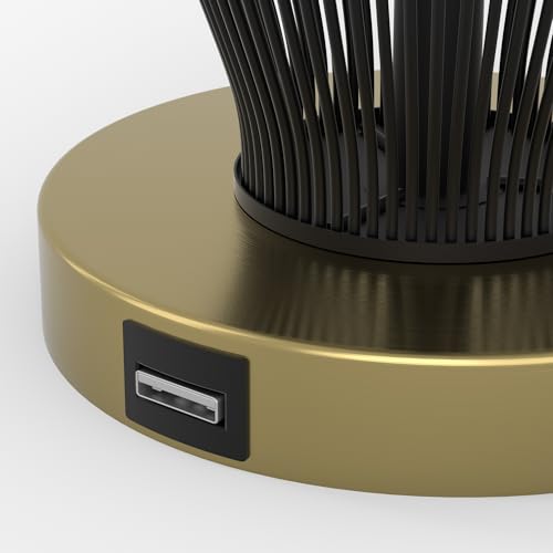 29 Black Cage Table Lamp with USB Port for Home Décor