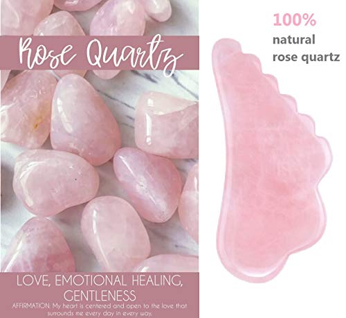 Ferramenta de massagem Gua Sha para raspar a pele facial e corporal feita de pedra de quartzo rosa p
