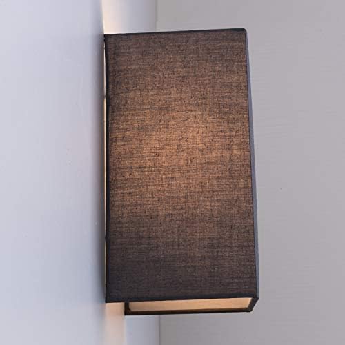 HARPER LIVING 1xE27/ES Wall Wash Light with Switch, Grey Rectangle Fabric Shade, Suitable for LED Upgrade, Ideal for Bedroom, Living Room, Hallway, Hotel, B&B