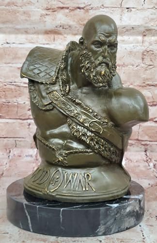 Collectible Kratos Bust Bronze Sculpture Statue Signed Original God of War Decor Decorative Artwork Gift for Home Office by Classy Bronze