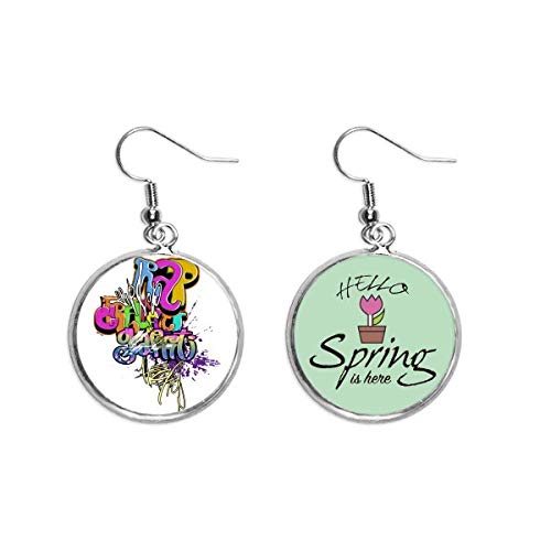 Pendientes de rap con letras de graffiti multicolor y colgante decorativo de primavera