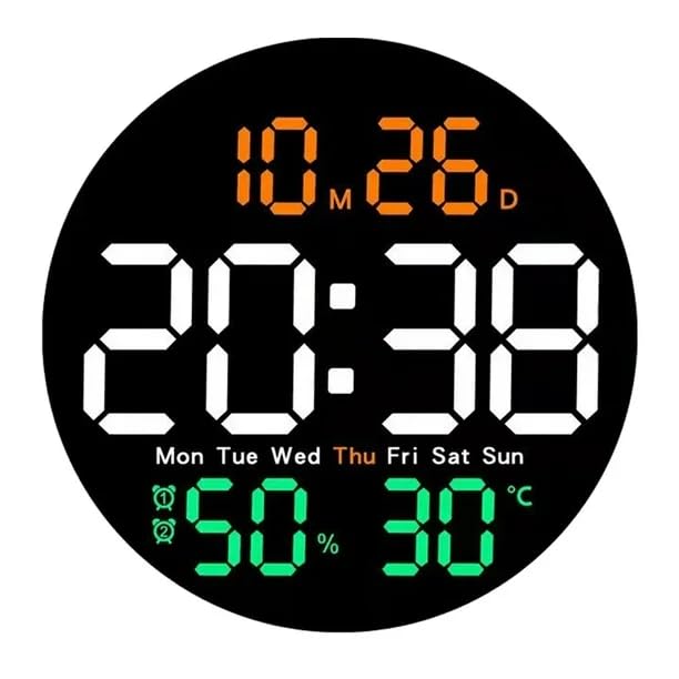 Image of GHANU Large Digital Clock for Classroom, Digital Classroom Clocks for Teachers, 10 inch Round LED Clock with Large Display,Date, Countdown Timer, Remote Control, Temperature, Electric