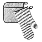 Williams-Sonoma Bay Stripe Oven Mitt & Potholder Set, Drizzle Grey