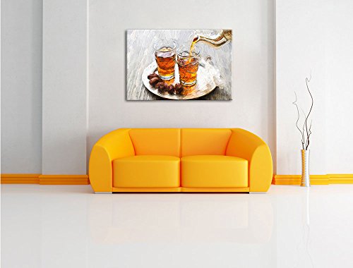 Pixxprint Arabe thé effet pinceau, format: 100x70 sur toile – vue 2