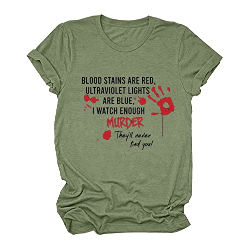 Sarcastic Tshirts For Women Funny Adult Humor Sayings Short Sleeve Tops They'll Never Find You Graphic Tees Green #TOP1