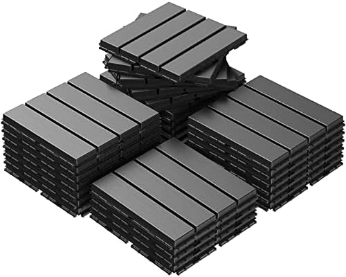 Goovilla Plastic Interlocking Deck Tiles, 27 Pack, 12"x12" Each, Dark Grey