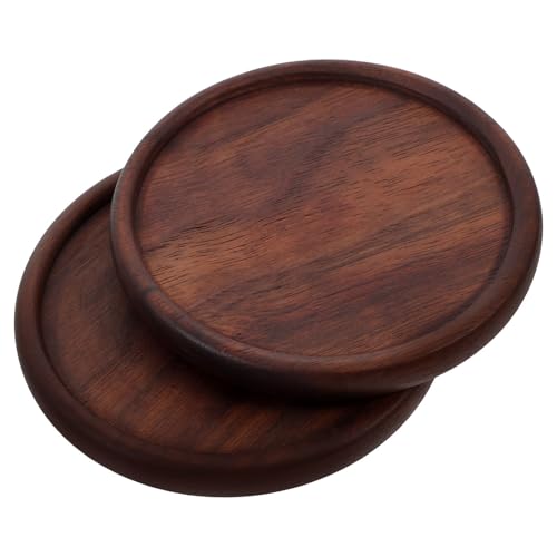 IMIKEYA Dessous de Verre Rond en Bois Lot de 2 8,8 CM Protège-Table Antibrûlure Cuisine et Bar