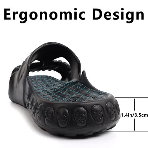 Skull Slides Sandals for Men Women,Non Slip Sport Cloud Cloudies Slides Slippers,Open Toe Slip on Comfy Beach Halloween Skull Slides Shower House Home Indoor Outdoor Thick Soft Shoes4