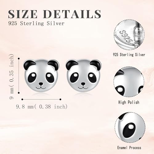 Cute Animal Earrings Screw Back 925 Sterling Silver Cat Panda Dinosaur Hypoallergenic Jewelry Gifts for Women 6