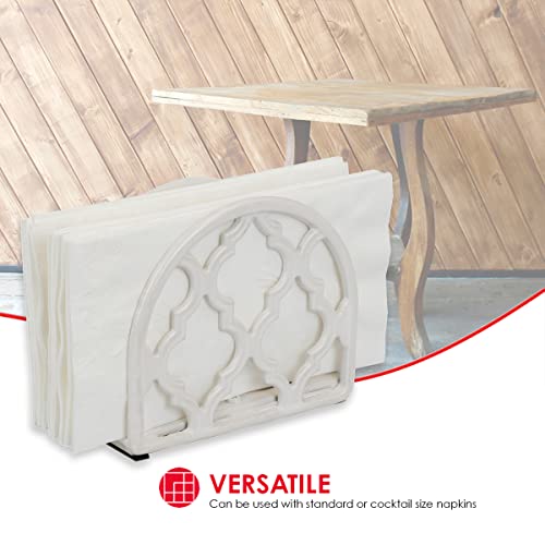 Home Basics Porta-guardanapos de ferro fundido da Lattice Collection (Branco)