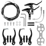 DELAESI Fahrradbremsen Fahrrad Bremsen Set Schwarz V-Brake mit Bremszug Bremshebel Bremsbeläge Universal Aluminium Bremsen Fahrrad für die Meisten Fahrräder