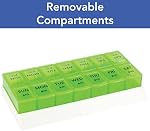 Apex 7 Day AM/PM Weekly Pill Organizer - Weekly Pill Organizer, 2 Times a Day, Easy-Open, Organize Medication or Vitamins, See Through, Assorted Colors