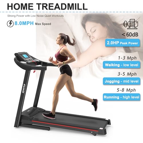 Image of Folding Treadmill with, Electric Motorized Running Machine, 2.5HP Compact Foldable Exercise Equipment with Bluetooth, LCD Display, USB Charging, 250 LB Capacity, Space Saving Design for Home Fitness