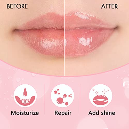 Lisara Hydrating Lip Glow Oil, Moisturizing Lip Oil Gloss Transparent Plumping Lip Gloss, Big Brush Head Non-Sticky Long Lasting Nourishing, Tinted Lip Balm For Lip Care And Dry Lips - Cherry #TOP3