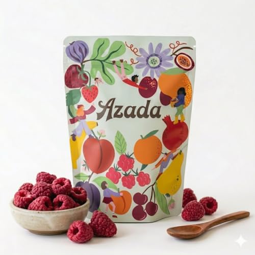 AZADA Frambuesa Liofilizada – Fruta Liofilizada Sin Azucar – Frambuesas 100% Naturales para Yogur, Granola y Repostería Saludable | Snack Saludable - 50g