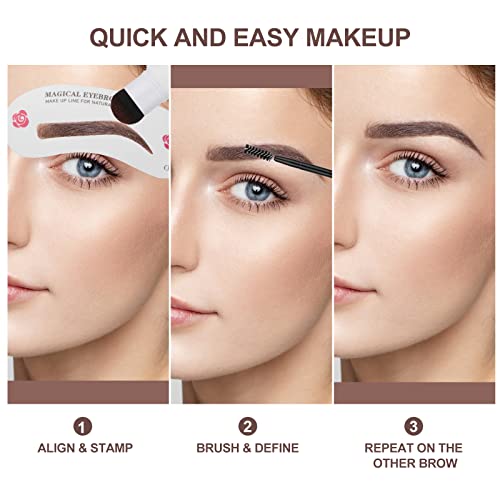 Eyebrow Stamp Stencil Kit, 29 Pcs Eye Brows Shaping Kit, 1 Step Eyebrow Stamp Shaping Kit For Beginners, Waterproof Long Lasting Hairline Shadow Powder Stick(Brown) #TOP4