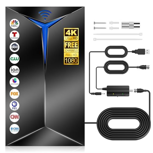 2026 Premium TV Antenna Indoor/Outdoor, 3200+ Miles Long Range for Local Channels, HDTV Antenna for Smart TV - Supports 8K 4K 1080P HD, Clear Reception, Easy Setup with 26ft Cable