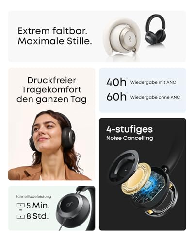 Soundcore by Anker Space One Pro Kabellose Kopfhörer, 6 Mikros – Ansicht 6