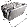 BRISA VW Collection - Volkswagen Portable Suitcase Grill with Grill Grate, Charcoal Catcher & Stainless Steel Handle in T1 Bus Design Silhouette/Silver