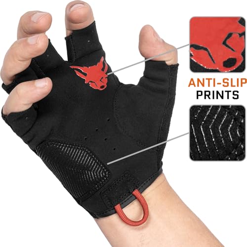 ACE Schakal Fingerless Tactical Gloves - Outdoor Glove for Airsoft and Paintball - Black/Red - L - Thumbnail 2