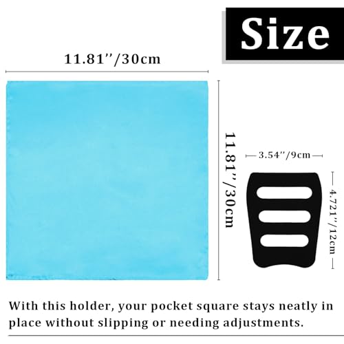 Image of Satin Mens Pocket Square with Holder, 11.8'' Suit Handkerchiefs for Men Wedding Business Casual
