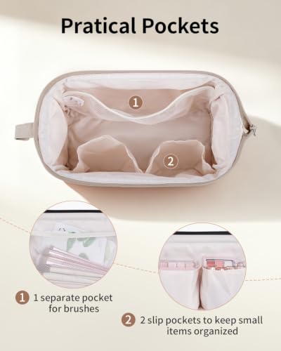 Image of Narwey Quilted Makeup Bag Travel Toiletry Bag, Nylon Cosmetic Bag for Women
