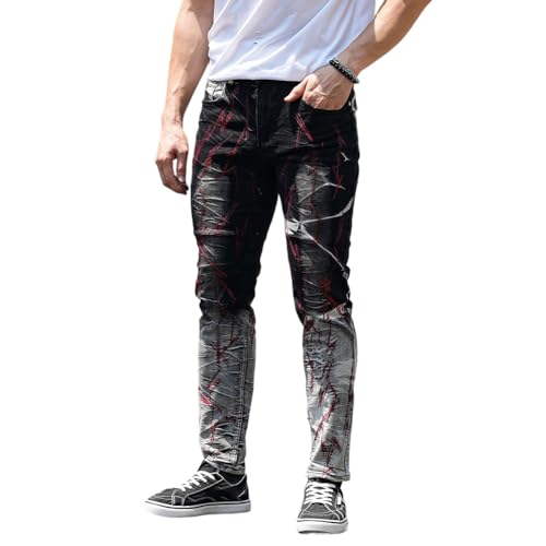 Men's Distressed Denim Jeans Slim Fit Vintage Moto Jeans Streetwear