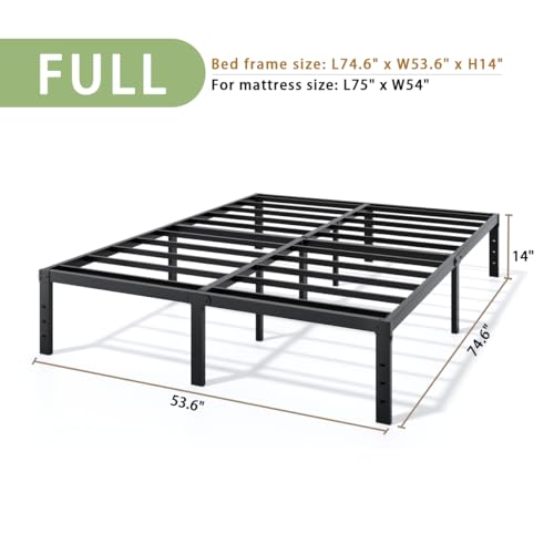 Image of LUMUNANCE Metal Bed Frame Full Size - 14 Inch Heavy-Duty Full Platform Bed Frame No Box Spring Needed, Easy Assembly, Noise-Free, Sturdy Mattress Foundation, Underbed Storage Space