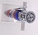 Handmade Patriotic themed ballpoint pen. Chrome trim. Red, white & blue acrylic. Twist to open. America on center band. USA on end cap. Eagle with flag pen clip.