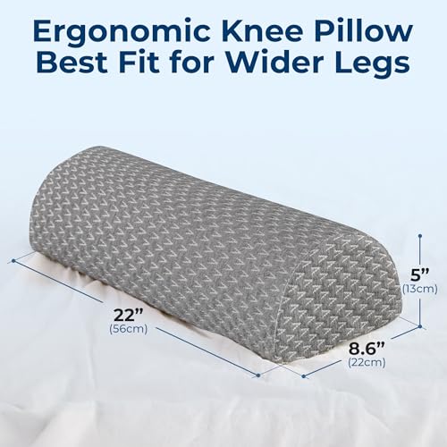 Image of 5 STARS UNITED Knee Pillow for Back Sleeping - Large Half Moon Bolster Pillow for Legs, Under Knee Pillow for Sleeping on Back, Memory Foam Leg Pillow for Back Pain, Gray